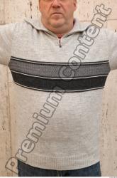 Upper Body Man White Casual Sweater Average